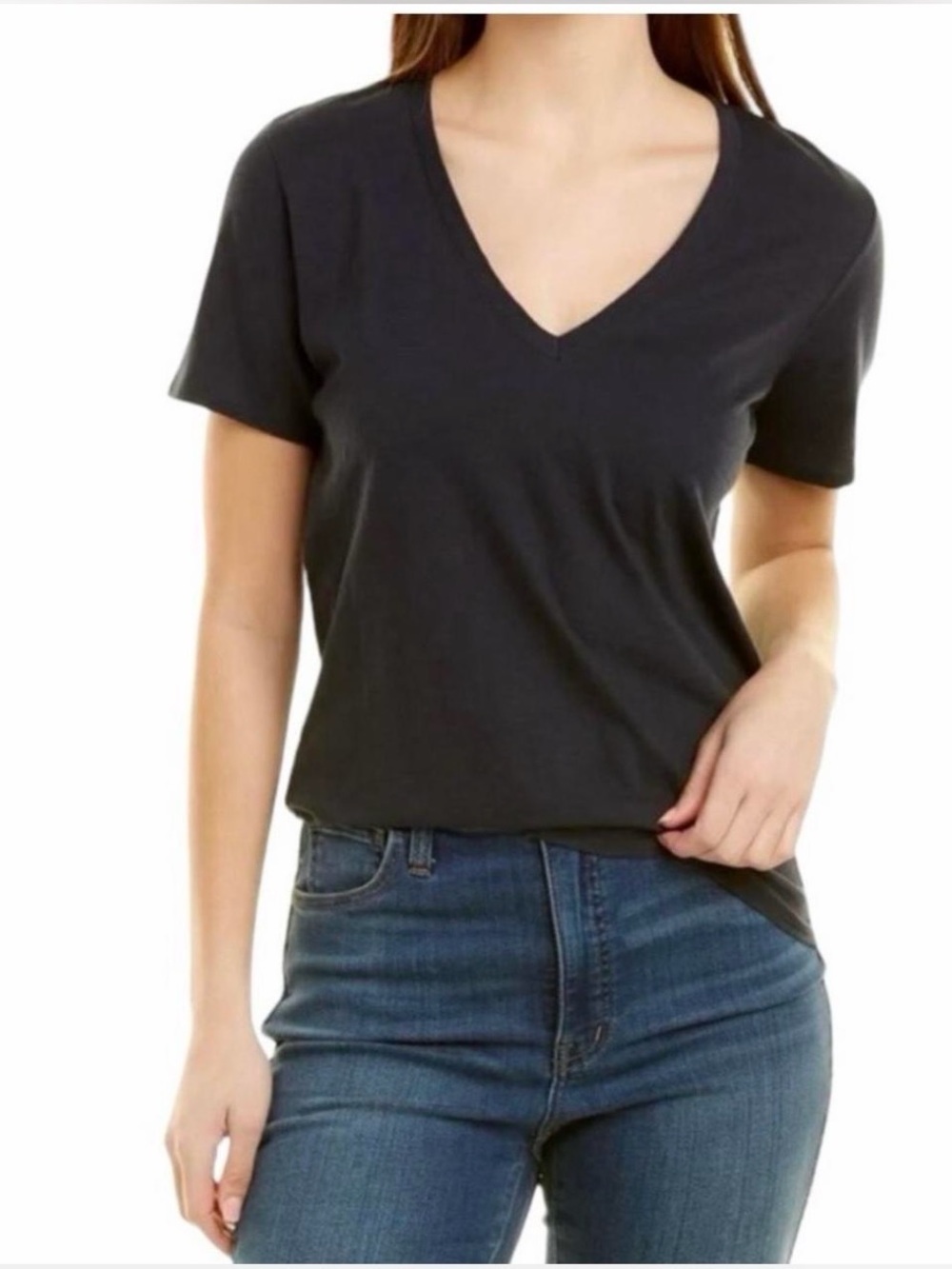 Theory Black V-Neck Short Sleeve Tee